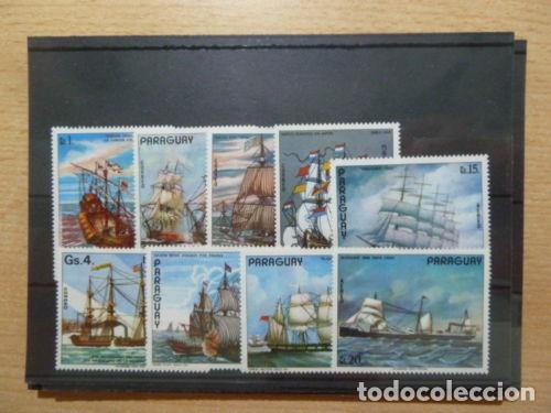 PARAGUAY 1976 IVERT 1509/13 Y AEREO 735/7 *** PINTURAS DE ANTIGUOS BARCOS (Sellos - Temáticas - Barcos)