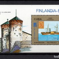 Sellos: CUBA HB 104** - AÑO 1988 - BARCOS - FINLANDIA 88, EXPOSICION FILATELICA MUNDIAL