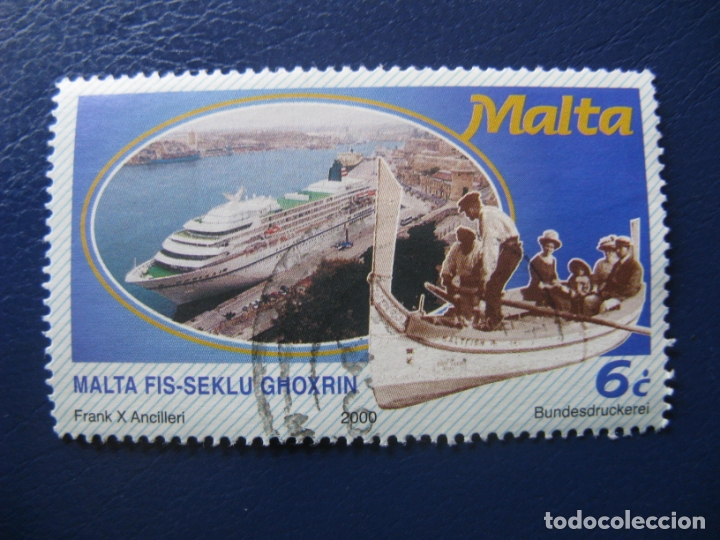 Sellos: malta, 2000 sello usado, tema barcos - Foto 1