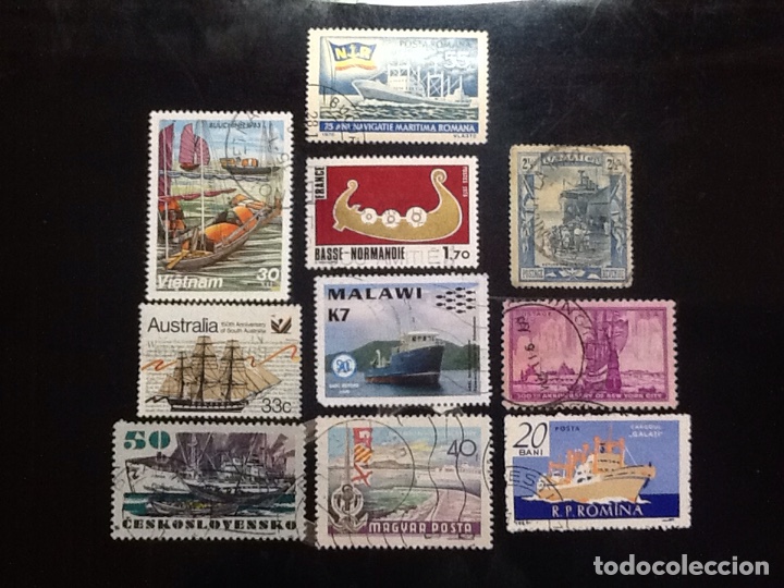Sellos: LOTE DE 10 SELLOS TEMA BARCOS - Foto 1