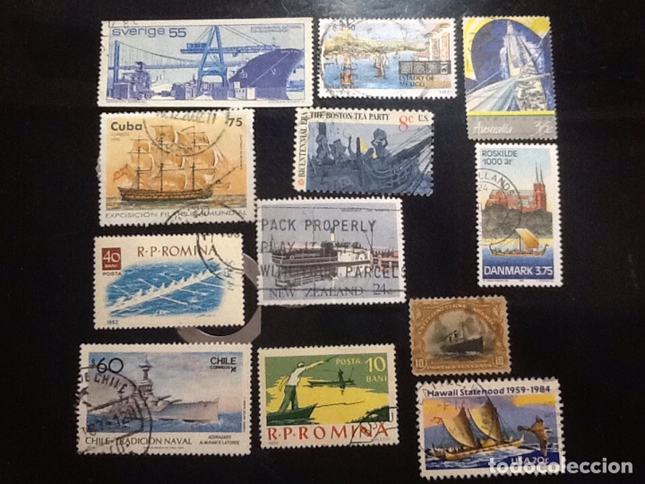 Sellos: LOTE DE 12 SELLOS TEMA BARCOS - Foto 1