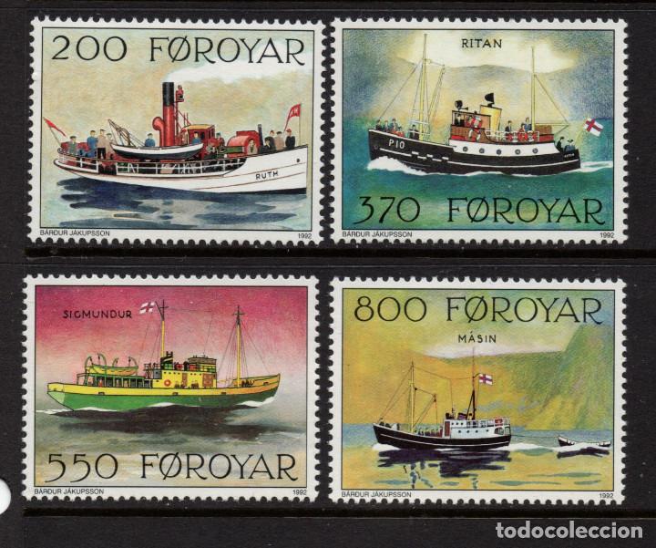 Sellos: FEROE 221/24** - A&Ntilde;O 1992 - BARCOS POSTALES - Foto 1