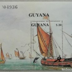 Sellos: 1990. GUAYANA. HB 59. BARCO DE GUERRA DE HOLANDA. NUEVO.. Lote 275492078