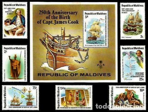 Sellos: MALDIVAS 1978 JAMES COOK BARCOS ** - Foto 1