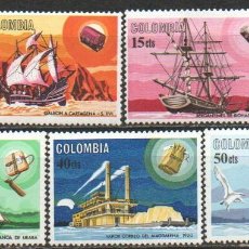 Sellos: COLOMBIA AEREO IVERT Nº 617/21, HISTORIA DEL CORREO MARITIMO, NUEVO *** SERIE COMPLETA