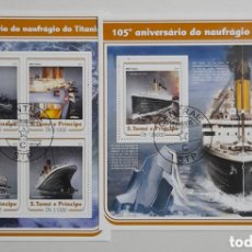 Sellos: EL TITANIC 2 HOJAS BLOQUE DE SELLOS USADOS DE ST. TOME Y PRINCIPE
