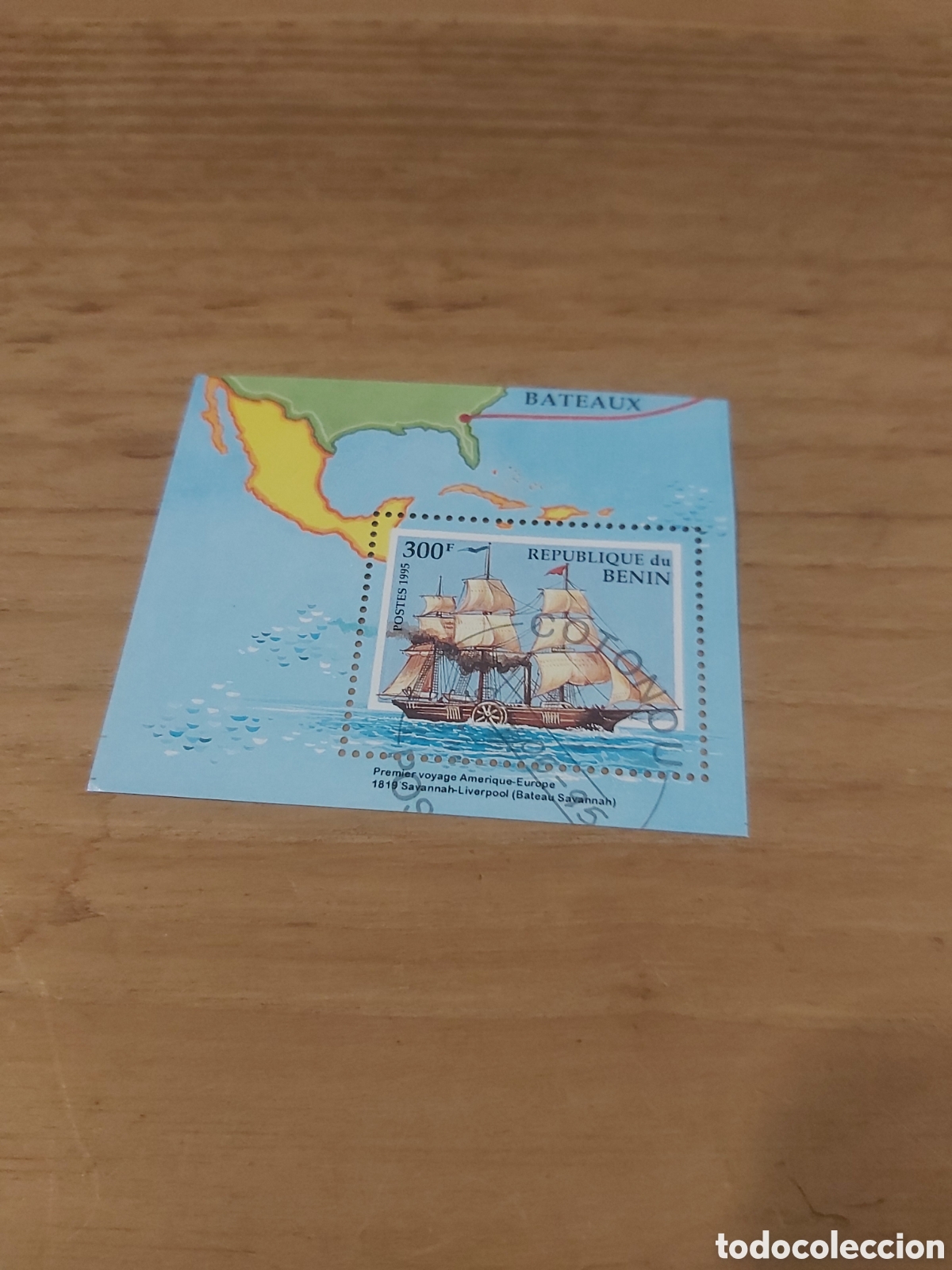 Sellos: Rep&uacute;blica Ben&iacute;n Barcos hoja bloque usada - Foto 1