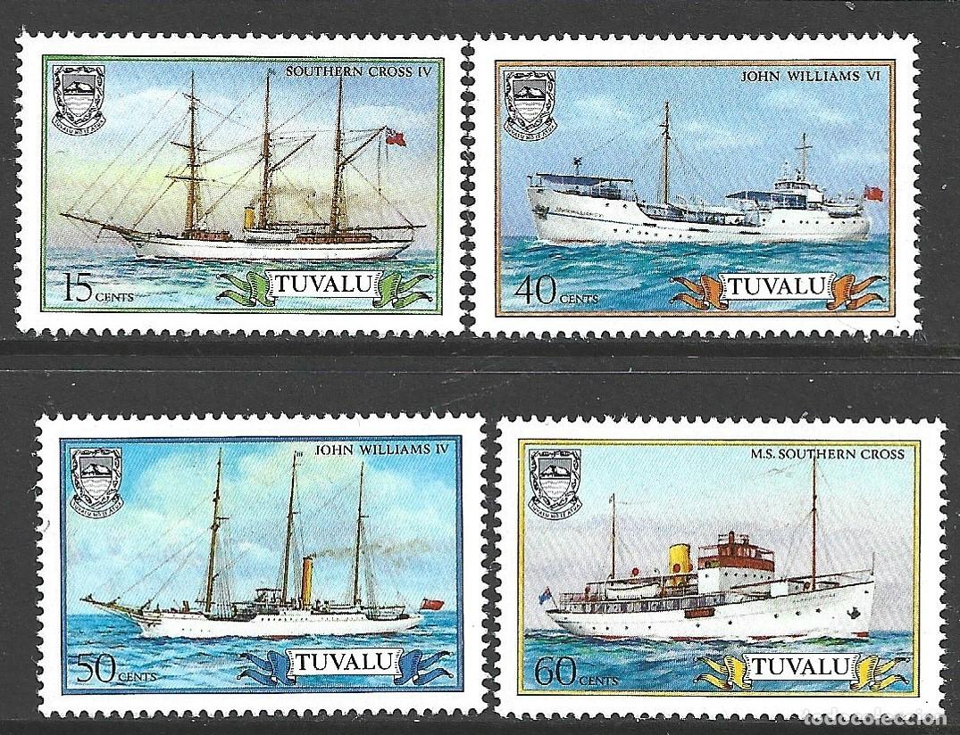 Sellos: TUVALU 416/19** - A&Ntilde;O 1987 - BARCOS - Foto 1
