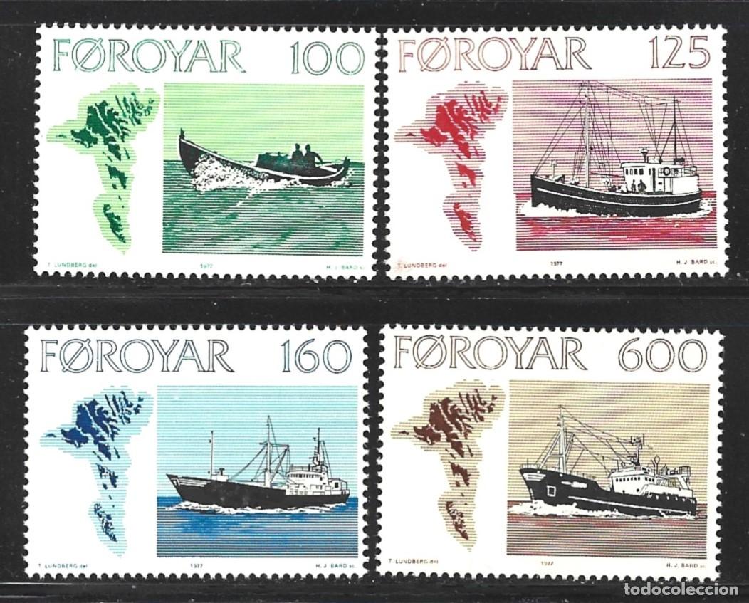 Sellos: FEROE 18/21** - A&Ntilde;O 1977 - BARCOS - Foto 1