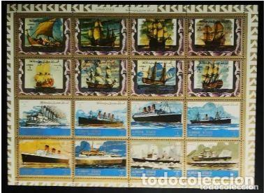 Sellos: SELLOS USADOD AJMAN STATE - HOJA BLOQUE - TEMATICA BARCOS - Foto 1
