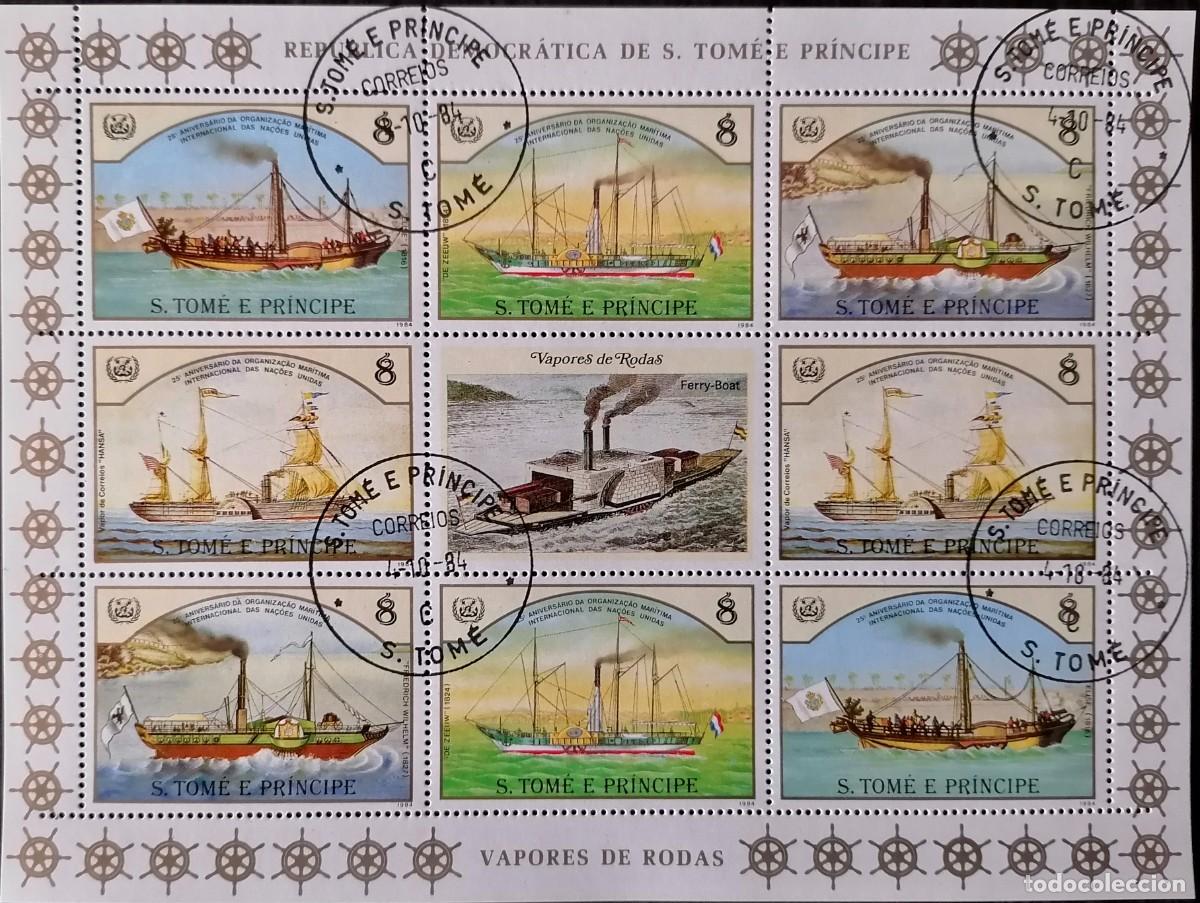 Sellos: SANTO TOM&Eacute; 1984 - HB BARCOS / UPU . - Foto 1