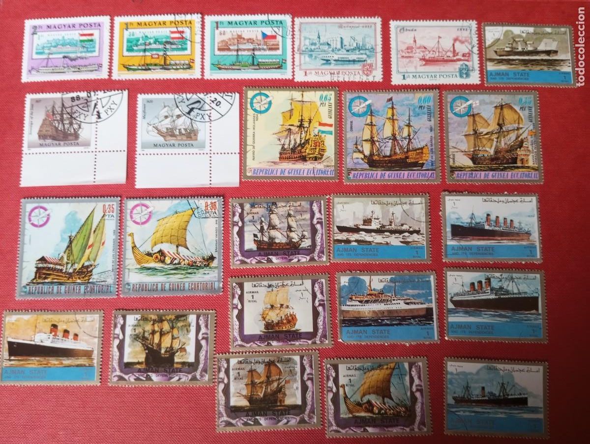 Sellos: LOTE DE 24 SELLOS DE BARCOS - Foto 1