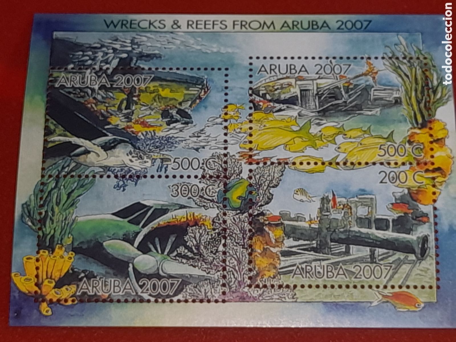 Sellos: HB Aruba nuevo 2007. N&aacute;ufragos. Rescat&oacute;. Aviones. Barco. Buque. Fauna, vida marina. Pescado. Tortuga