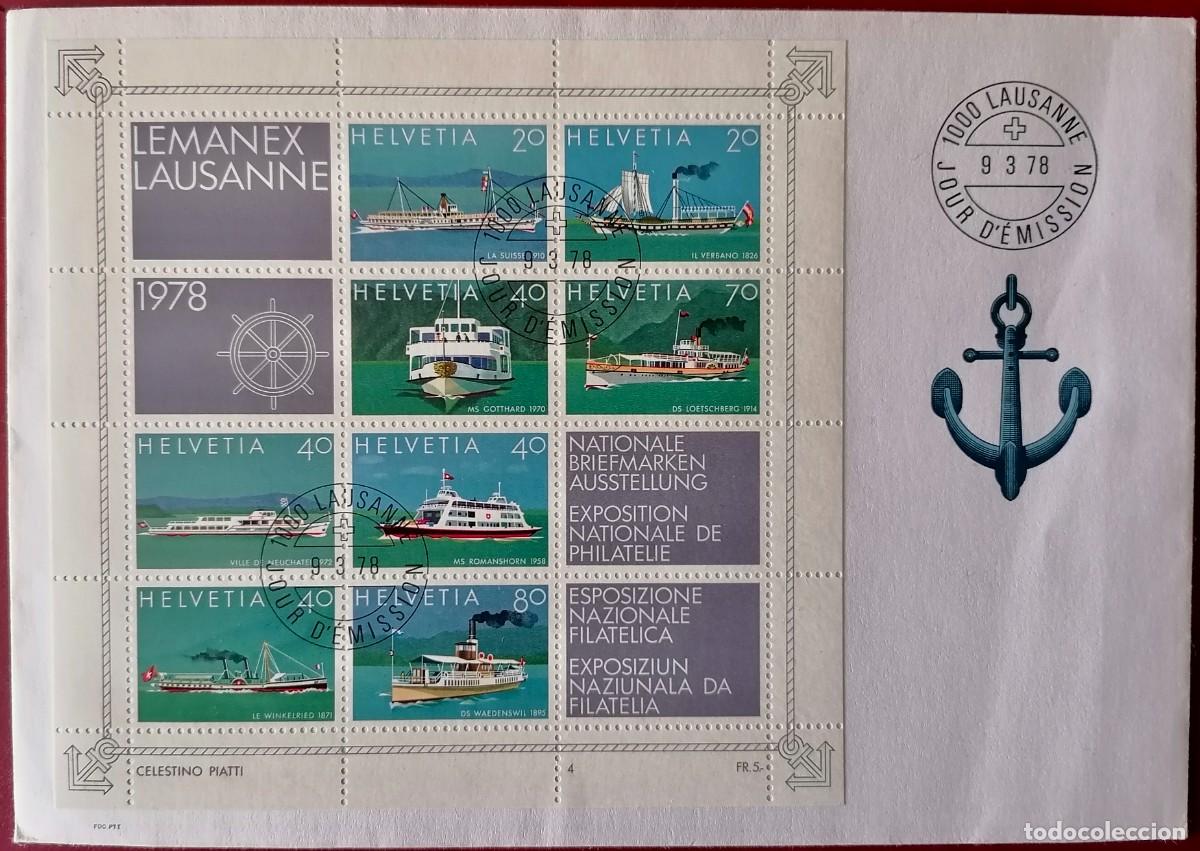 Sellos: SUIZA 1978 - SOBRE / BARCOS - LEMANEX . ( VER FOTO )