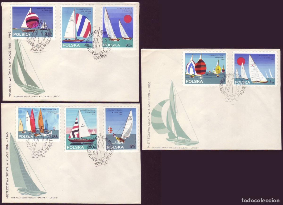 Sellos: 3 FDC Polonia, 1965 | Finn Gold Cup | Yv: 1440/7 - Mi: 1587/94 - Sc: 1324/31