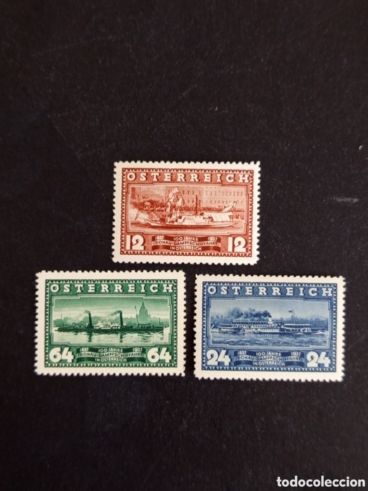 Sellos: Austria, 1937. Barcos. Navegaci&oacute;n por el Danubio. Yvert 496/8. Pedido m&iacute;nimo 3 &euro;. Ver fotos.