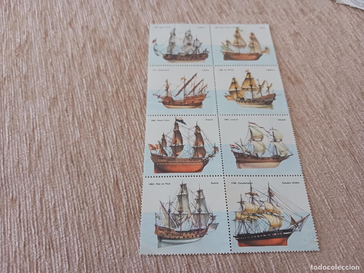 Sellos: 8 SELLOS EN HOJITA, BARCOS DE DIFERENTES PAISES