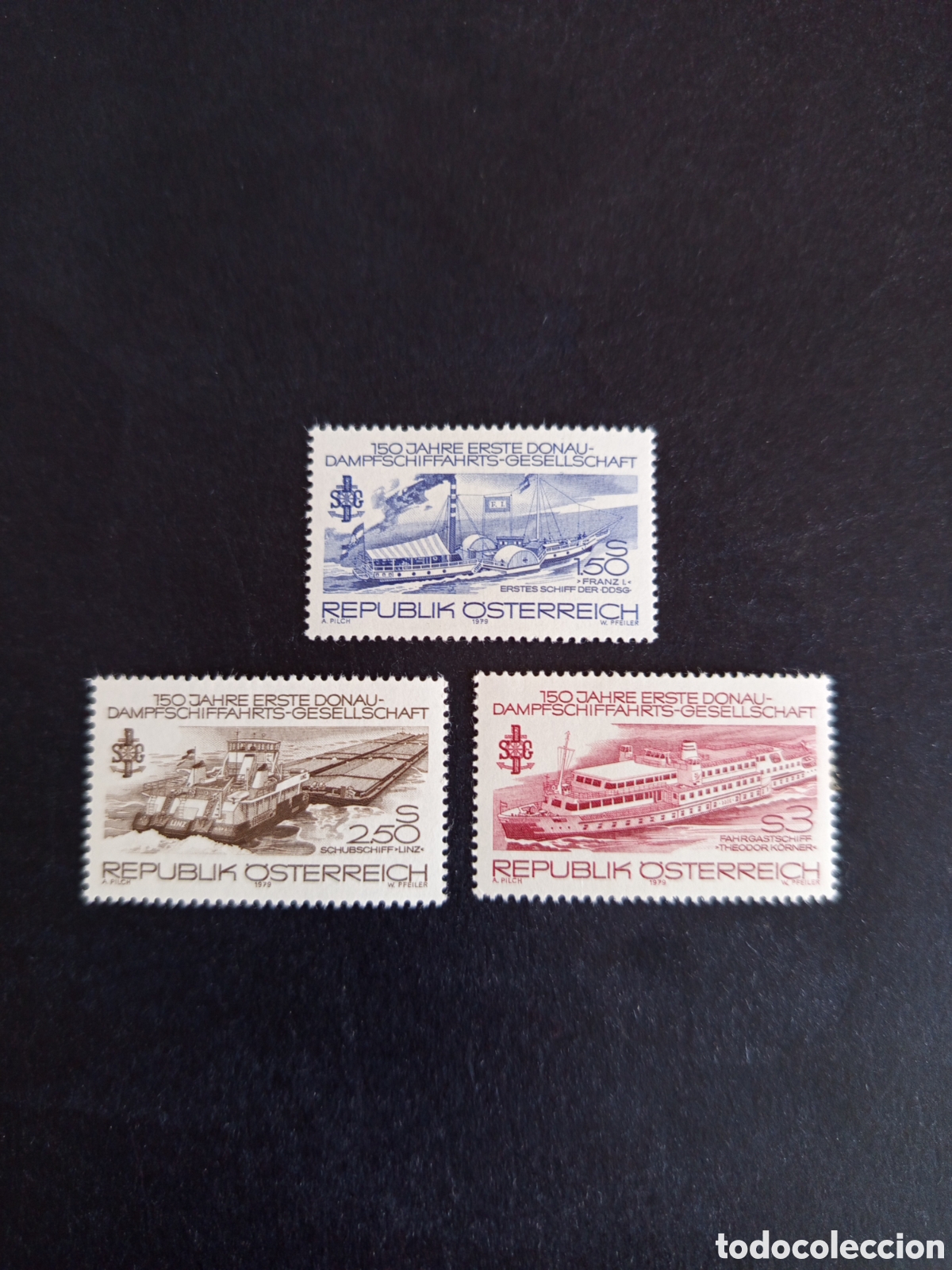 Sellos: AUSTRIA, 1979. Navegaci&oacute;n por el Danubio. Yvert 1430/2. Pedido m&iacute;nimo 3 &euro;. Ver fotos.Serie completa