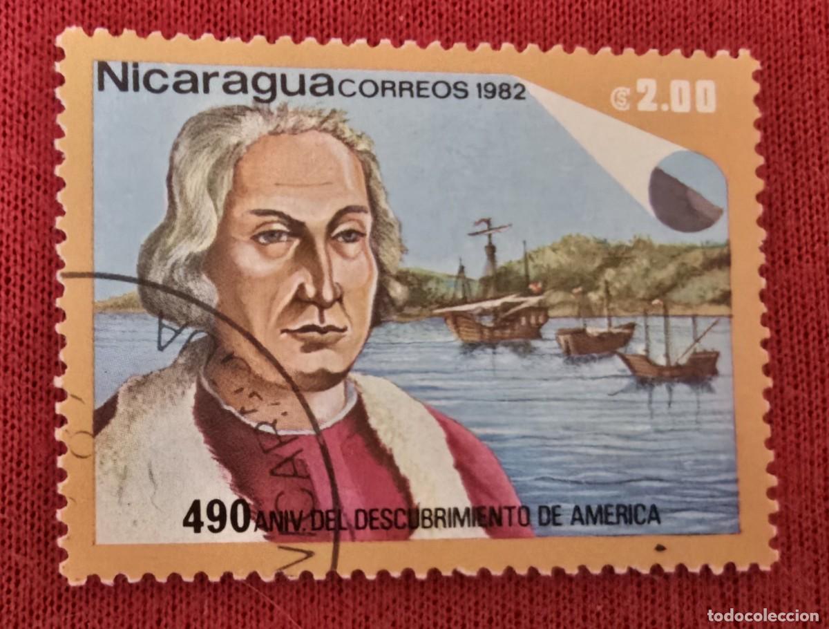 Sellos: SELLO USADO NICARAGUA 1982 BARCO DESCUBRIMIENTO DE AM&Eacute;RICA, 490 ANIVERSARIO - COL&Oacute;N
