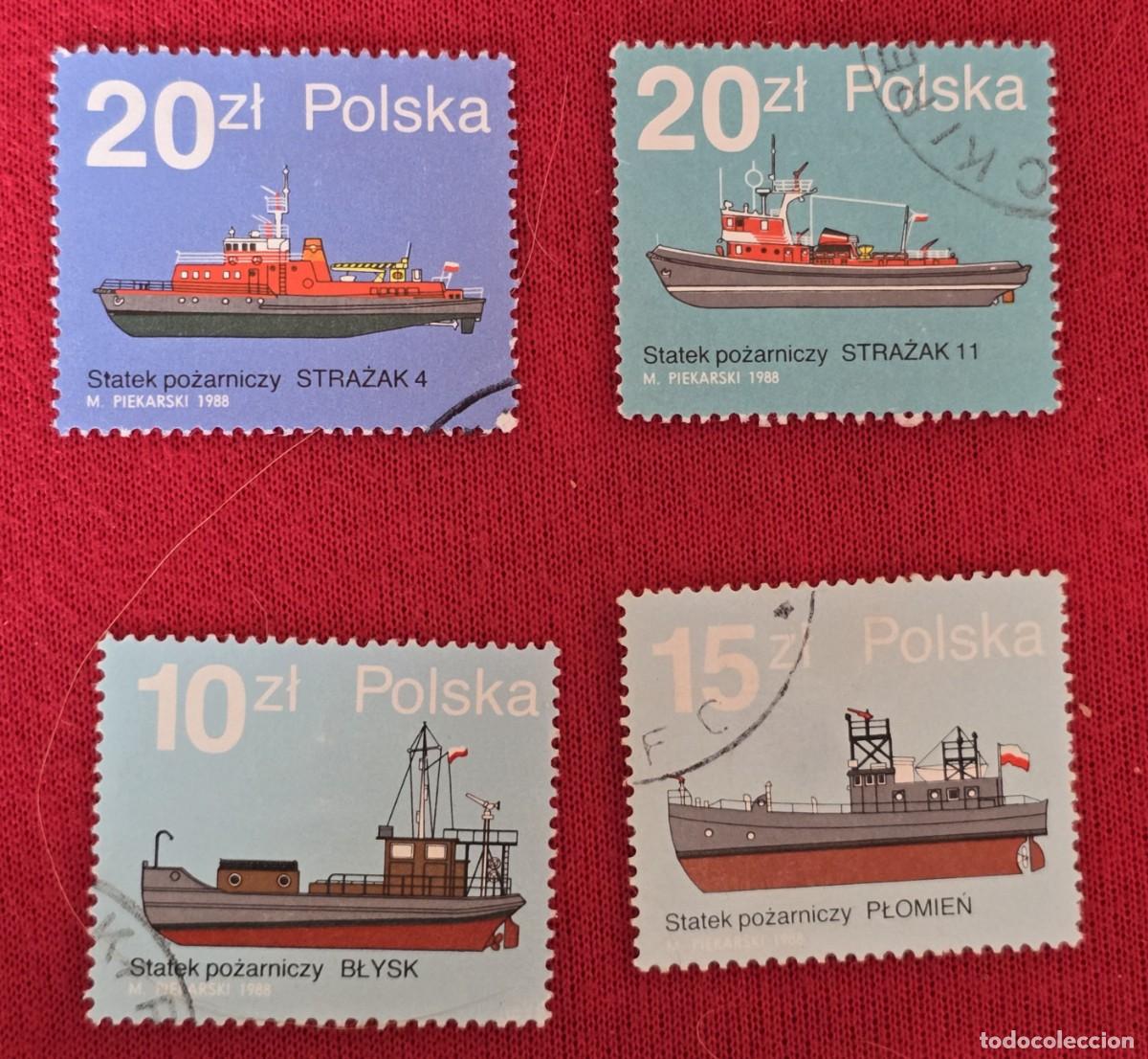 Sellos: 4 SELLOS USADOS POLONIA 1988 - BARCO