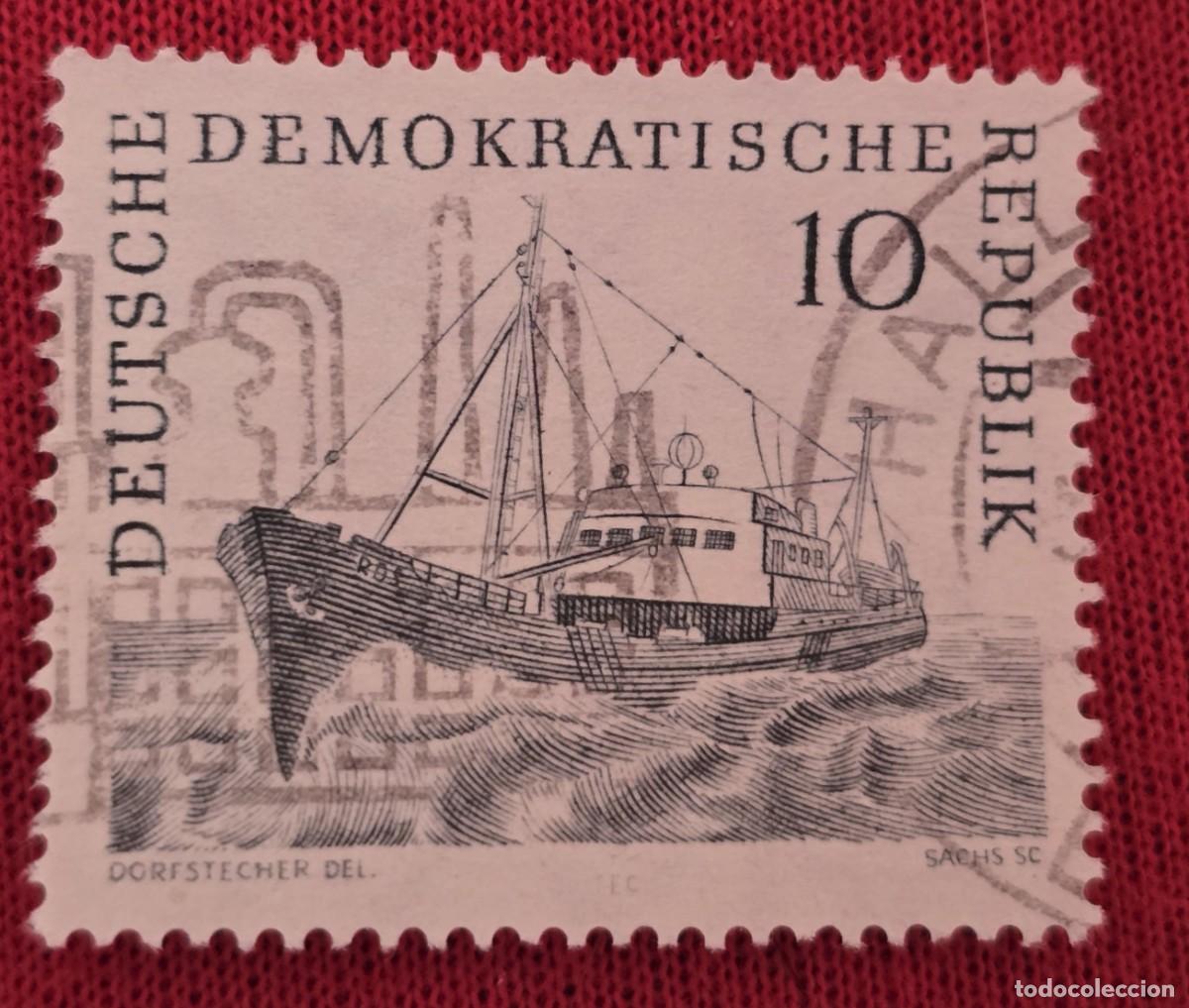 Sellos: SELLO USADO ALEMANIA 1961 - BARCO PESCA