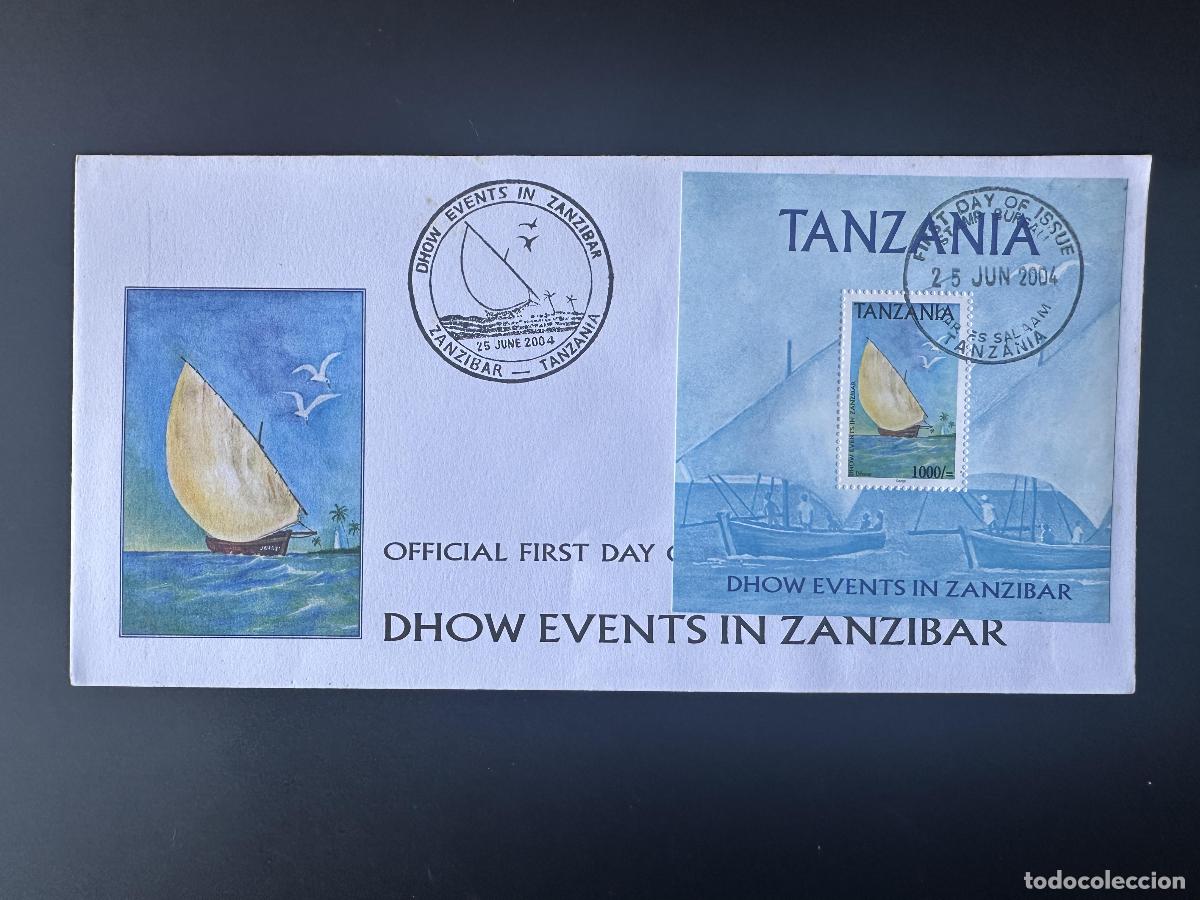 Sellos: Tanzania 2004 Mi. Bl. 558 FDC Day 1 Dhow Events Zanz&iacute;bar Boat Boot Bird