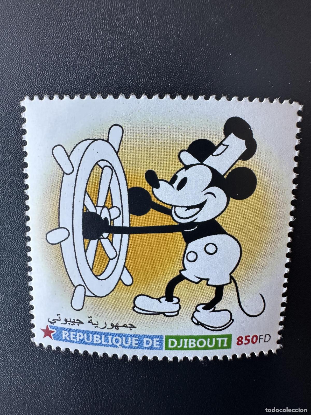 Sellos: Yibuti 2023 Mi.? Sello para barcos de Walt Disney con Mickey Mouse Steamboat Willie