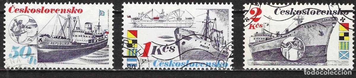 Sellos: Checoslovaquia 1989 - Mi 2994 a 2996 - YT 2798 a 2800 - Barcos de comercio