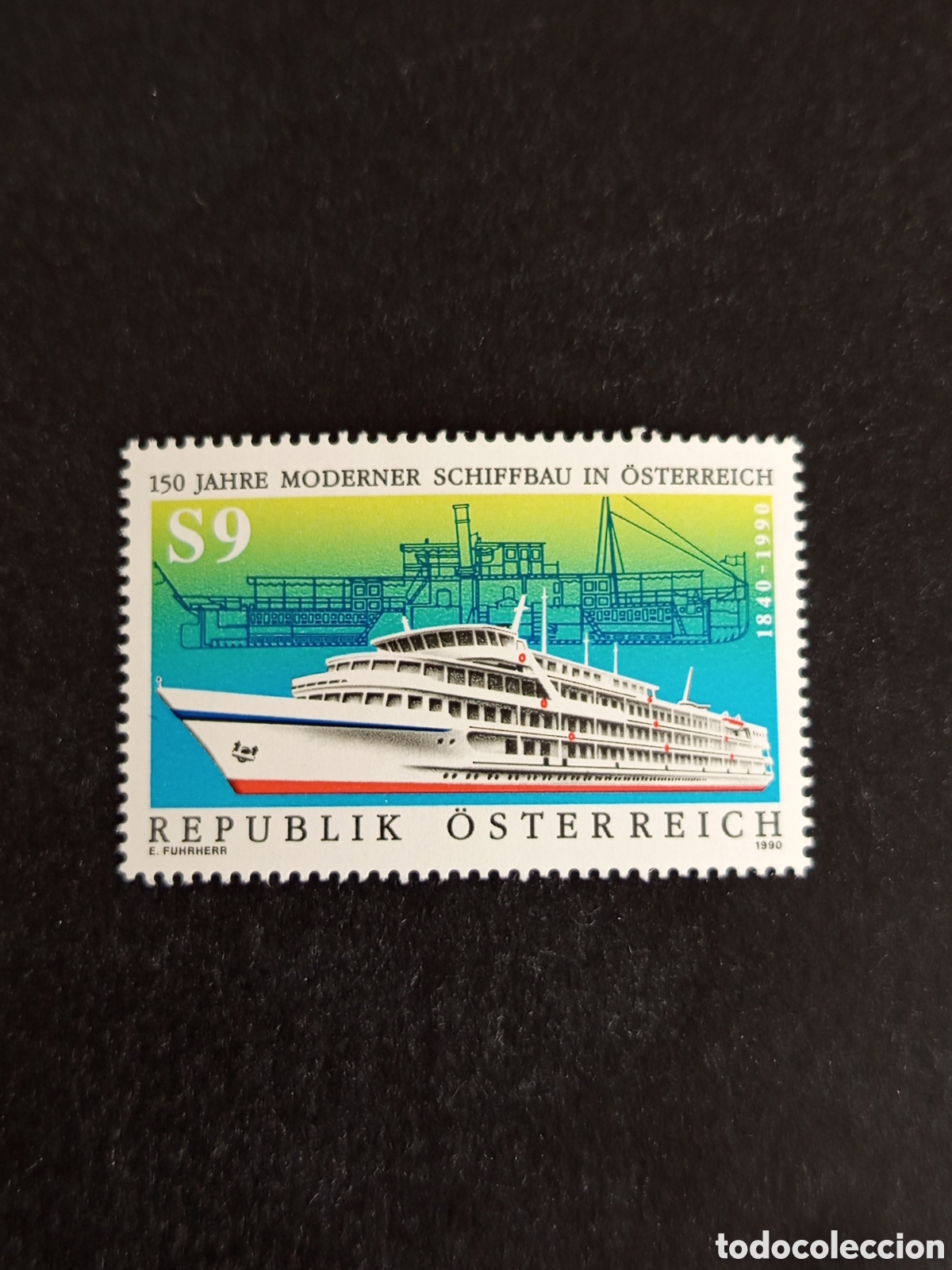 Sellos: AUSTRIA, 1990. Construcci&oacute;n naval en Austria. Astillero. Barcos. Yvert 1828. Pedido m&iacute;nimo 3 &euro;.