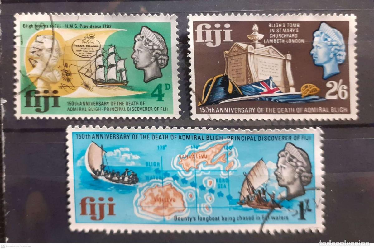 Sellos: Islas FIJI n&ordm; 212/214&ordm; Sesquicentenario del fallecimiento del almirante Bligh. Serie completa