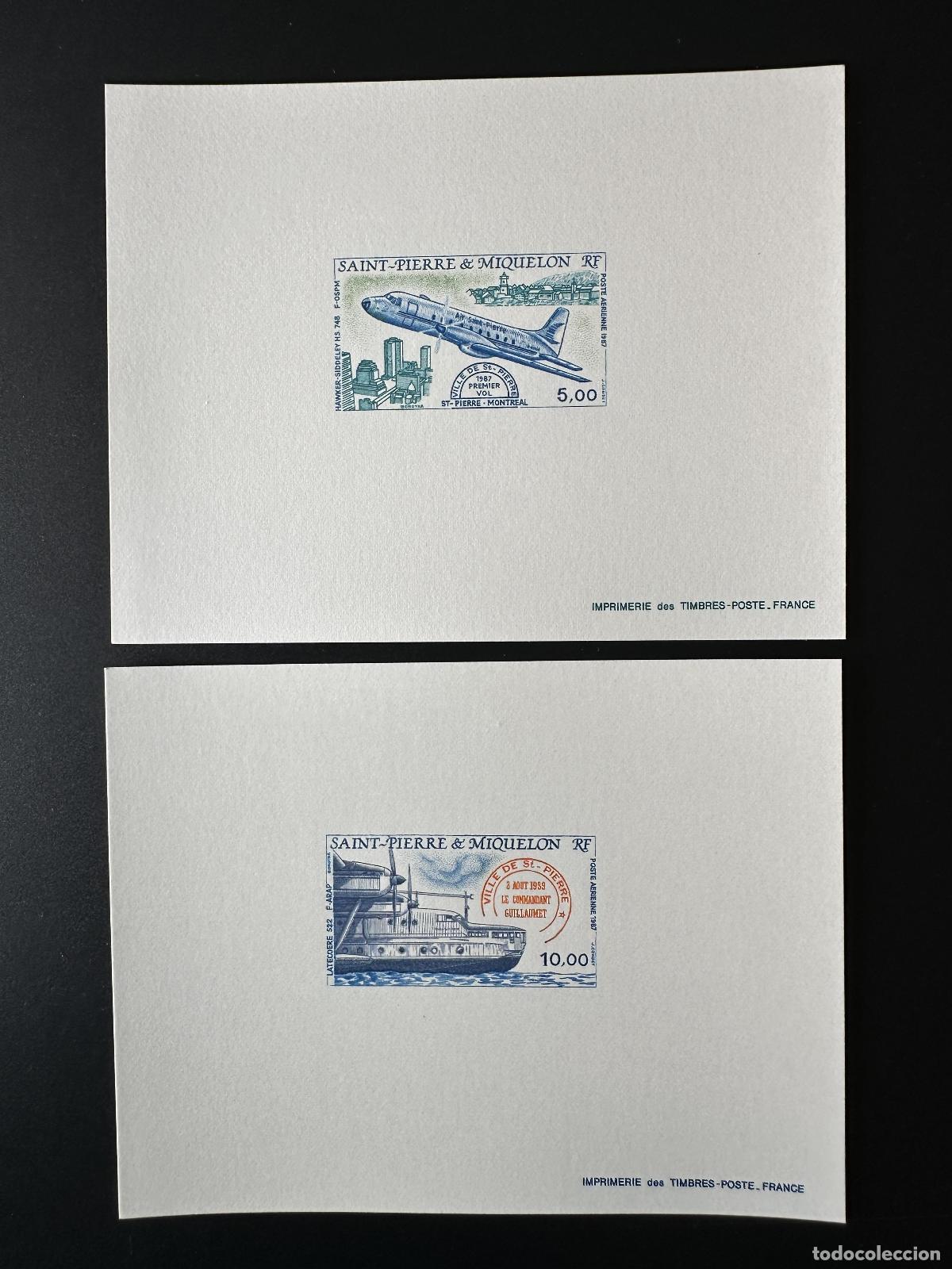 Timbres: San Pedro y Miquel&oacute;n 1987 YT PA 64-65 evento de lujo Avi&oacute;n Transporte Barco
