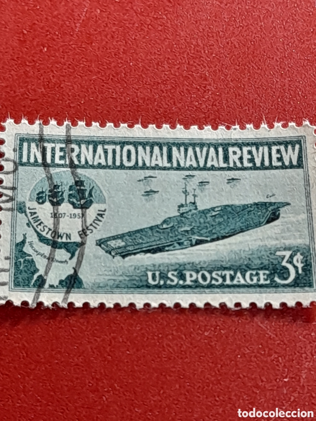 Sellos: Sello Estados Unidos mtdo/udo 1957. Revista naval inter. Barco. Portaaviones. Militar.