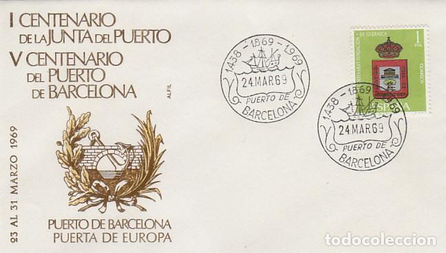 Sellos: A&Ntilde;O 1969, V CENTENARIO DEL PUERTO DE BARCELONA, SOBRE DE ALFIL