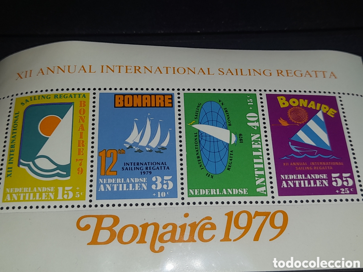 Sellos: HB Antillas Holandesas nuevo 1979. 12 Regata inter vela. Veleros. Deporte. Aves. Carrera. Globo terr