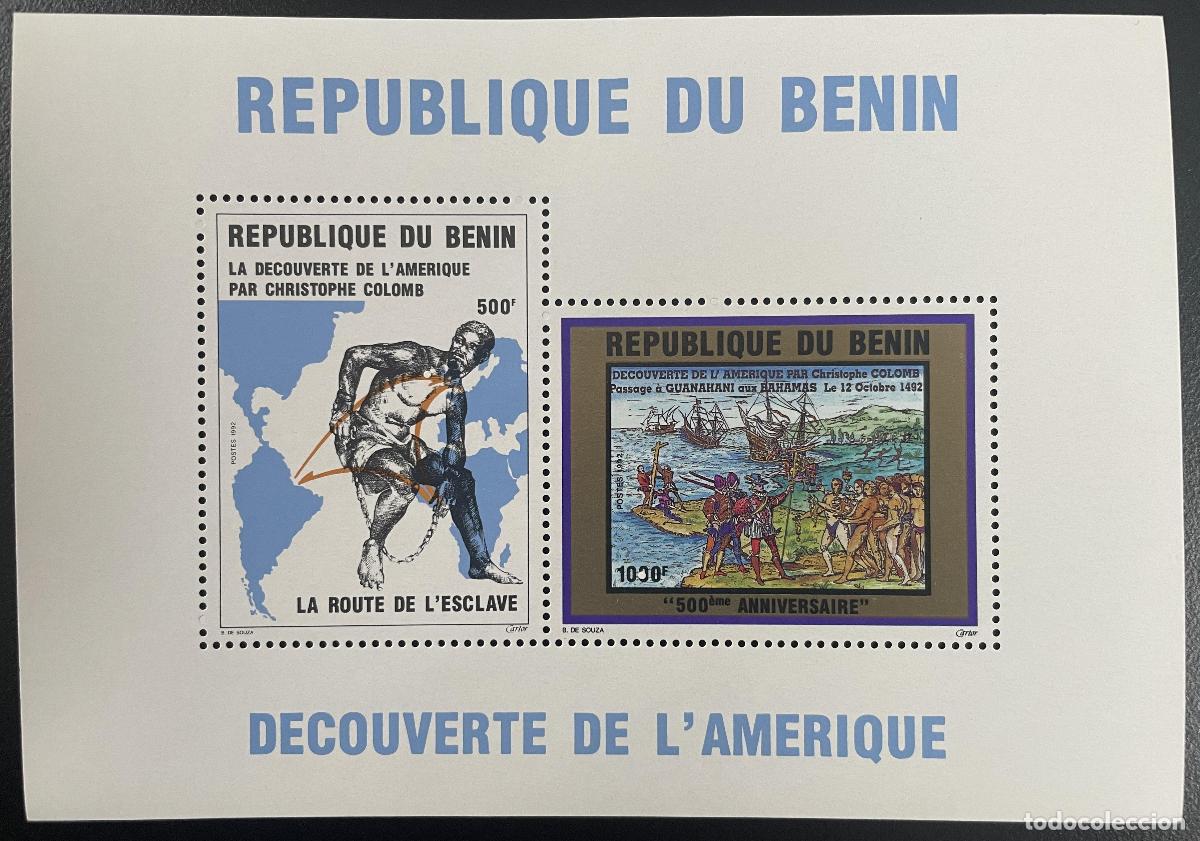 Stamps: Benin 1992 YT Bl. 29 Crist&oacute;bal Col&oacute;n descubre Am&eacute;rica barcos de esclavitud