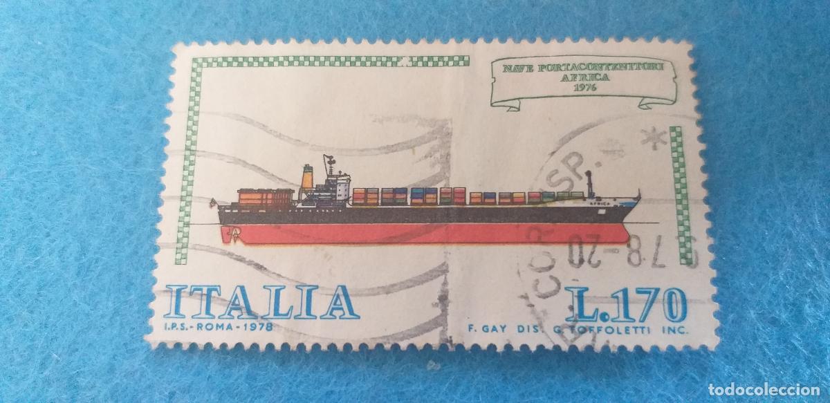 Sellos: Usado. Sello de Italia. A&ntilde;o 1978. Yvert 1344. TRANSPORTE BARCOS / CONSTRUCTIONS NAVALES