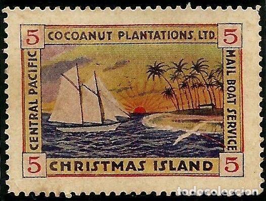 Stamps: CHRISTMAS ISLAND 1924 COCOANUT MAIL BOAT SERVICE