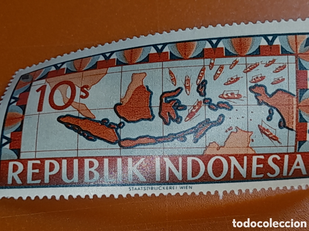 Sellos: Sello (1/5v) Indonesia nuevo 1949. Fin bloqueo naval Holandes. Barco. Velero. Flota.