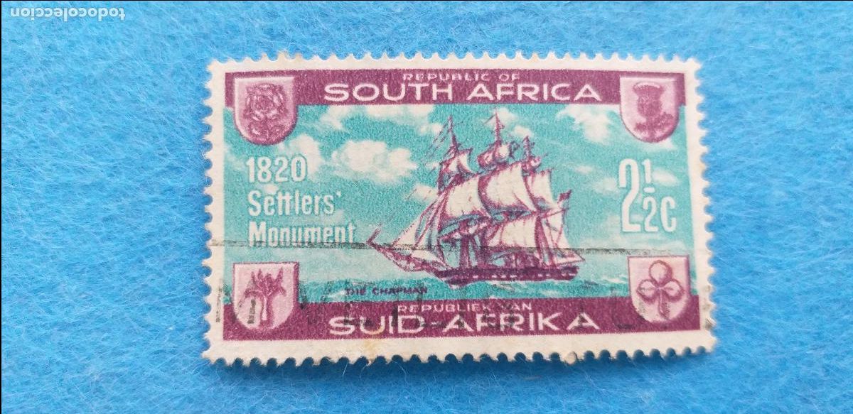 Sellos: Usado. Sello de Sud&aacute;frica. &Aacute;frica. A&ntilde;o 1962. Yvert 263. Tem&aacute;tica: Barco