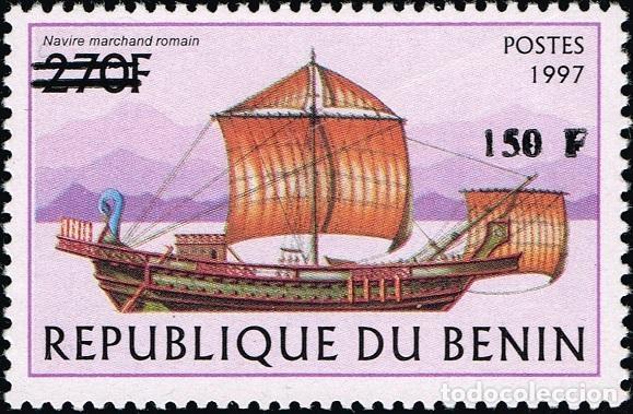 Sellos: Ben&iacute;n 2000 Mi. 1296 sobrecargado barco mercante romano velero