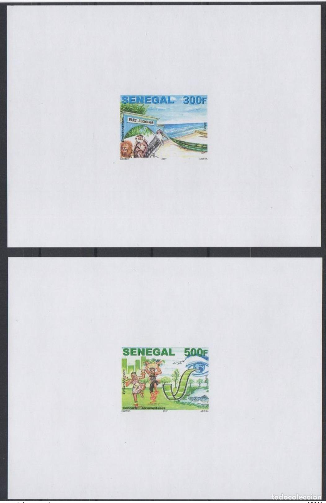 Sellos: Senegal 2017 Mi. 2244 - 2245 Proof Lujo Entorno Ambiente Lion Monkey Bird Cinema