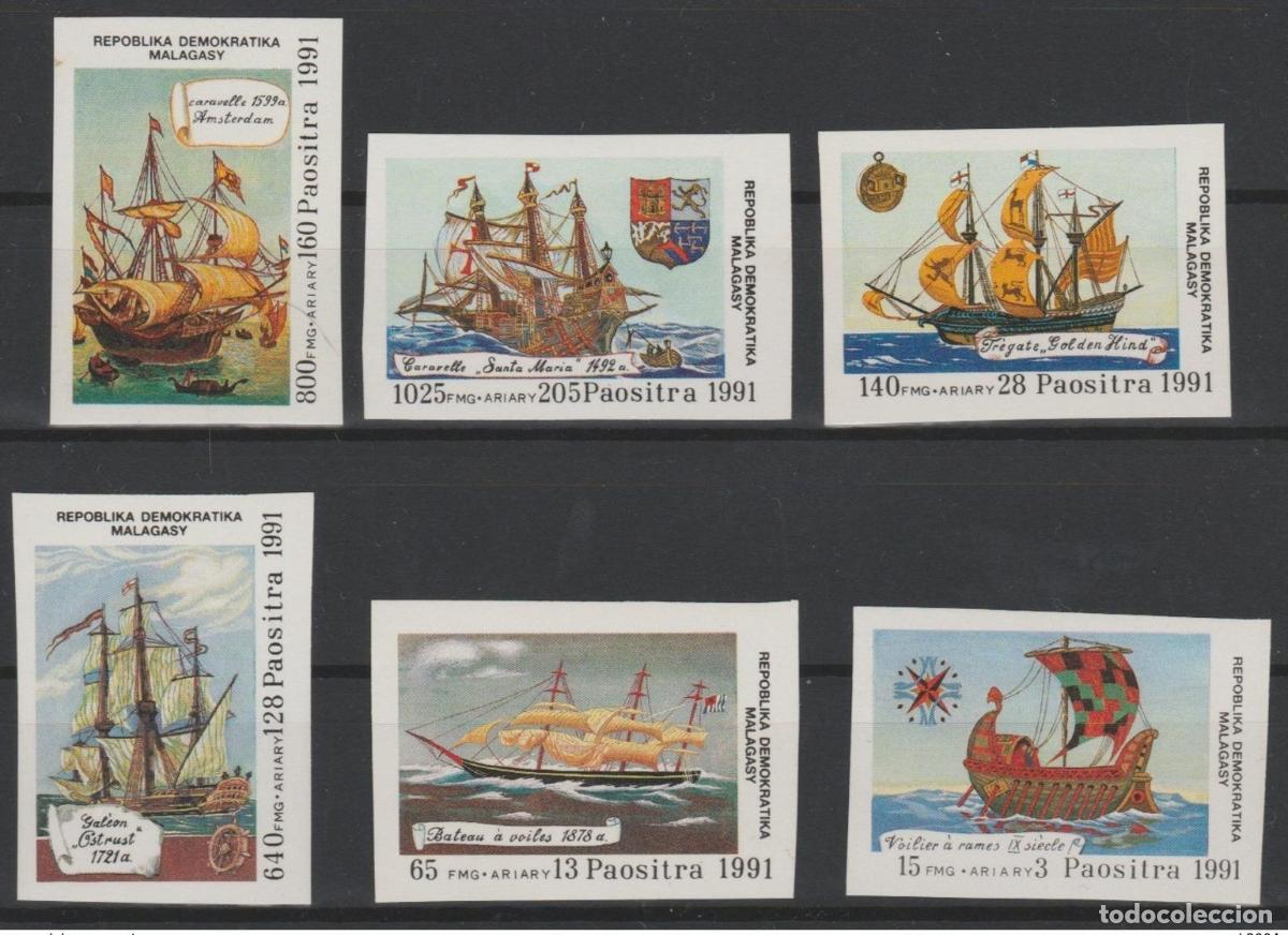 Sellos: Madagascar 1991 Mi. 1316-1322 Barco Discovery Entdeckung IMPERF ND
