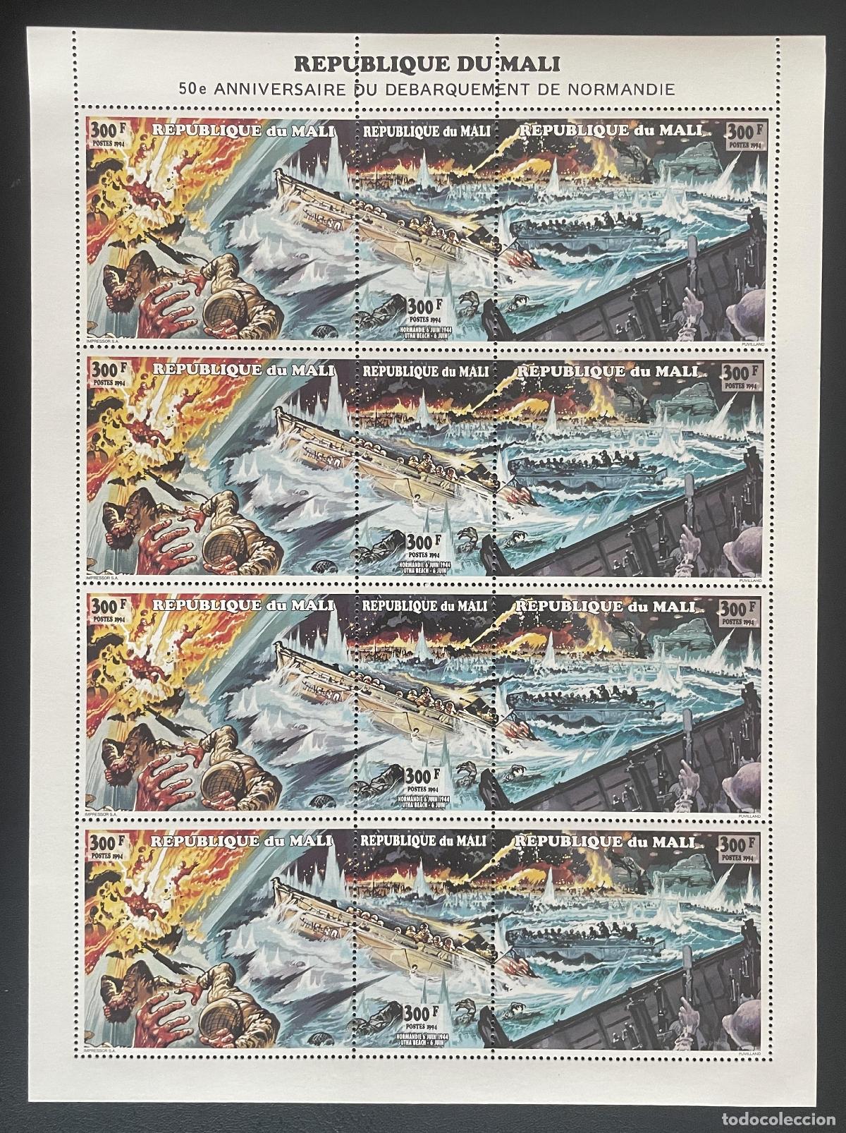 Sellos: Mali 1994 YT 668-670 bloque Desembarco Normand&iacute;a D-Day Utah