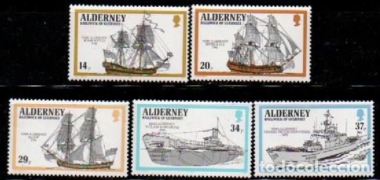 Sellos: Alderney (Gran Breta&ntilde;a) Ivert n&ordm; 43/7, Navios que han llevado el nombre de Alderney, nuevo *** seri