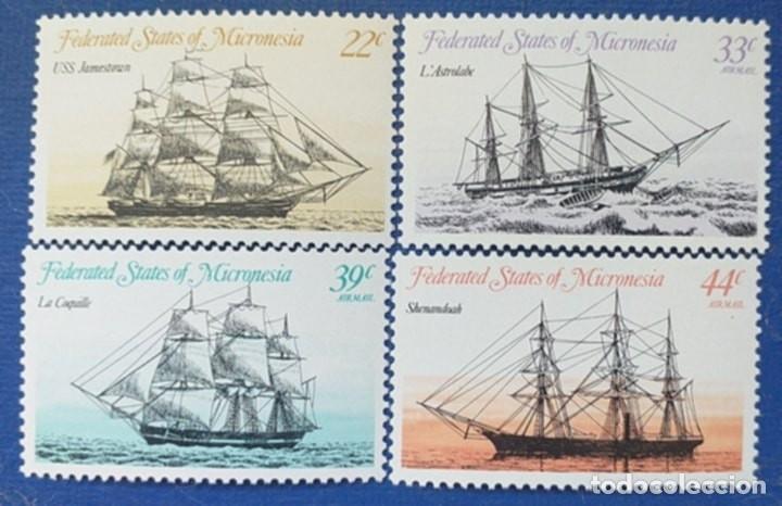 Sellos: Sellos Micronesia 1985 Barcos Hist&oacute;ricos 4v. Nuevos