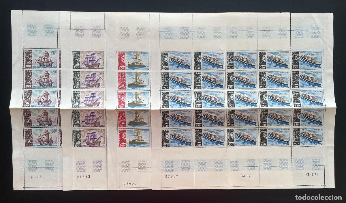 Briefmarken: Mali 1971 YT PA 123-126 barcos Santa Mar&iacute;a Mayflower Normandie