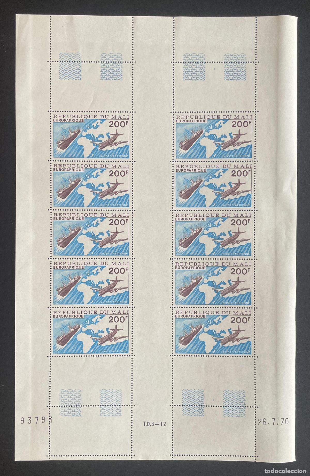 Briefmarken: Mali 1976 YT PA 285 tablero Europ&aacute;frica correo a&eacute;reo avi&oacute;n barco