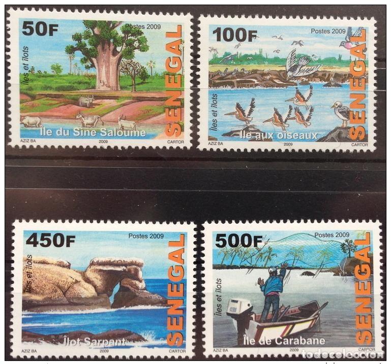 Sellos: Senegal 2009/2011 Islas e islotes Aves P&aacute;jaros Pesca Barco de