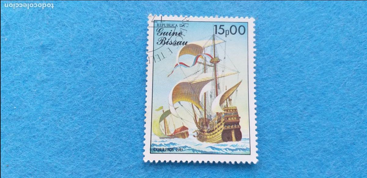 Sellos: SELLO USADO. Rep&uacute;blica de Guinea. A&ntilde;o 1985. Tem&aacute;tica: BARCO