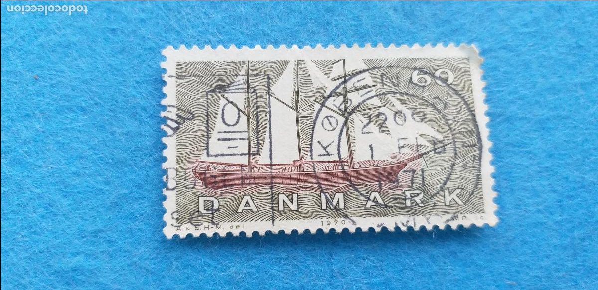 Sellos: SELLO USADO. Dinamarca (Danmark). Yvert 510. A&ntilde;o 1970. Tem&aacute;tica: BARCO. Velero